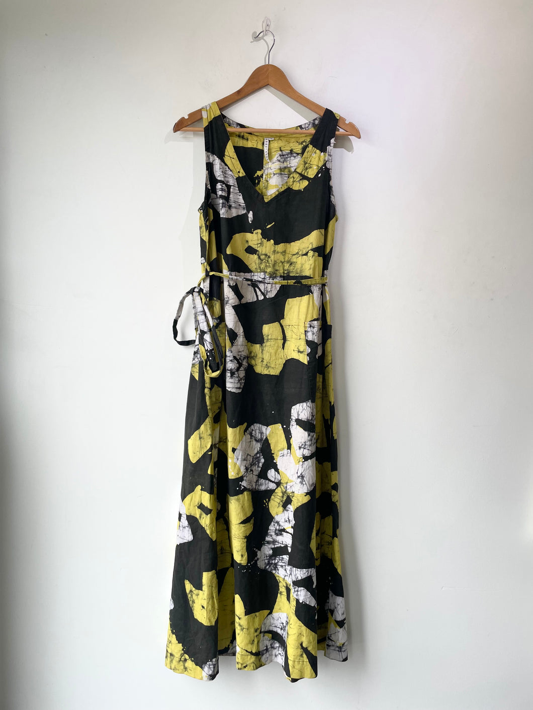 Osei Duro Black & Yellow African Print Linen Dress