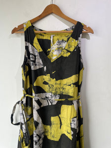 Osei Duro Black & Yellow African Print Linen Dress