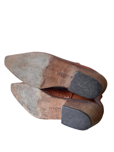The Great Cognac Brown Woven Booties