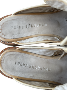 Freda Salvador Cream Woven Mules 8