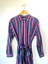 Xirena Navy Striped Waist-Tie Dress