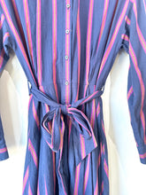 Xirena Navy Striped Waist-Tie Dress