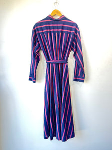Xirena Navy Striped Waist-Tie Dress