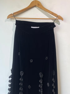 Moschino Black Velvet Crochet Ball Applique Skirt