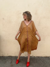 Indie Ella Gold and Red Paisley Silk Caftan