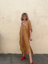 Indie Ella Gold and Red Paisley Silk Caftan