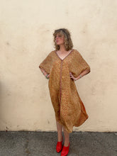 Indie Ella Gold and Red Paisley Silk Caftan