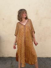 Indie Ella Gold and Red Paisley Silk Caftan
