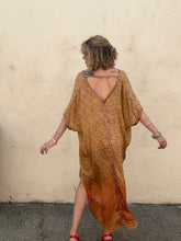 Indie Ella Gold and Red Paisley Silk Caftan
