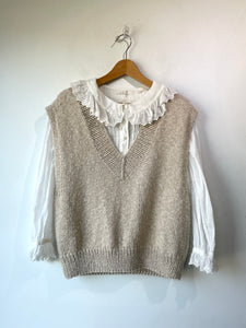 Jaggery London Cream Knit V-Neck Vest