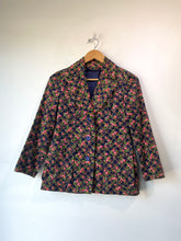 Vintage Blue Rose Print Velvet Jacket