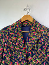 Vintage Blue Rose Print Velvet Jacket