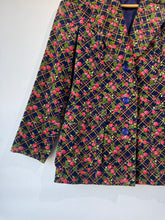 Vintage Blue Rose Print Velvet Jacket