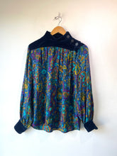 YSL Rive Gauche Silk Velvet Paisley Floral Blouse