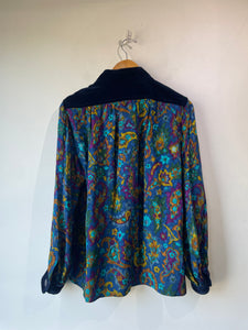 YSL Rive Gauche Silk Velvet Paisley Floral Blouse