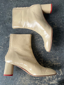 Aeyed Tan Patent Leather Ankle Booties Size 40