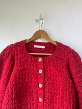 Christy Dawn Red Puff Sleeve Knit Cardigan