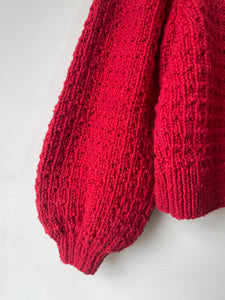 Christy Dawn Red Puff Sleeve Knit Cardigan