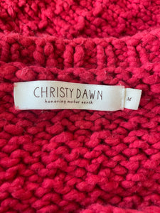 Christy Dawn Red Puff Sleeve Knit Cardigan