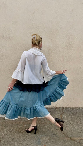 Jean St. Germain Denim Cotton Ruffel Skirt