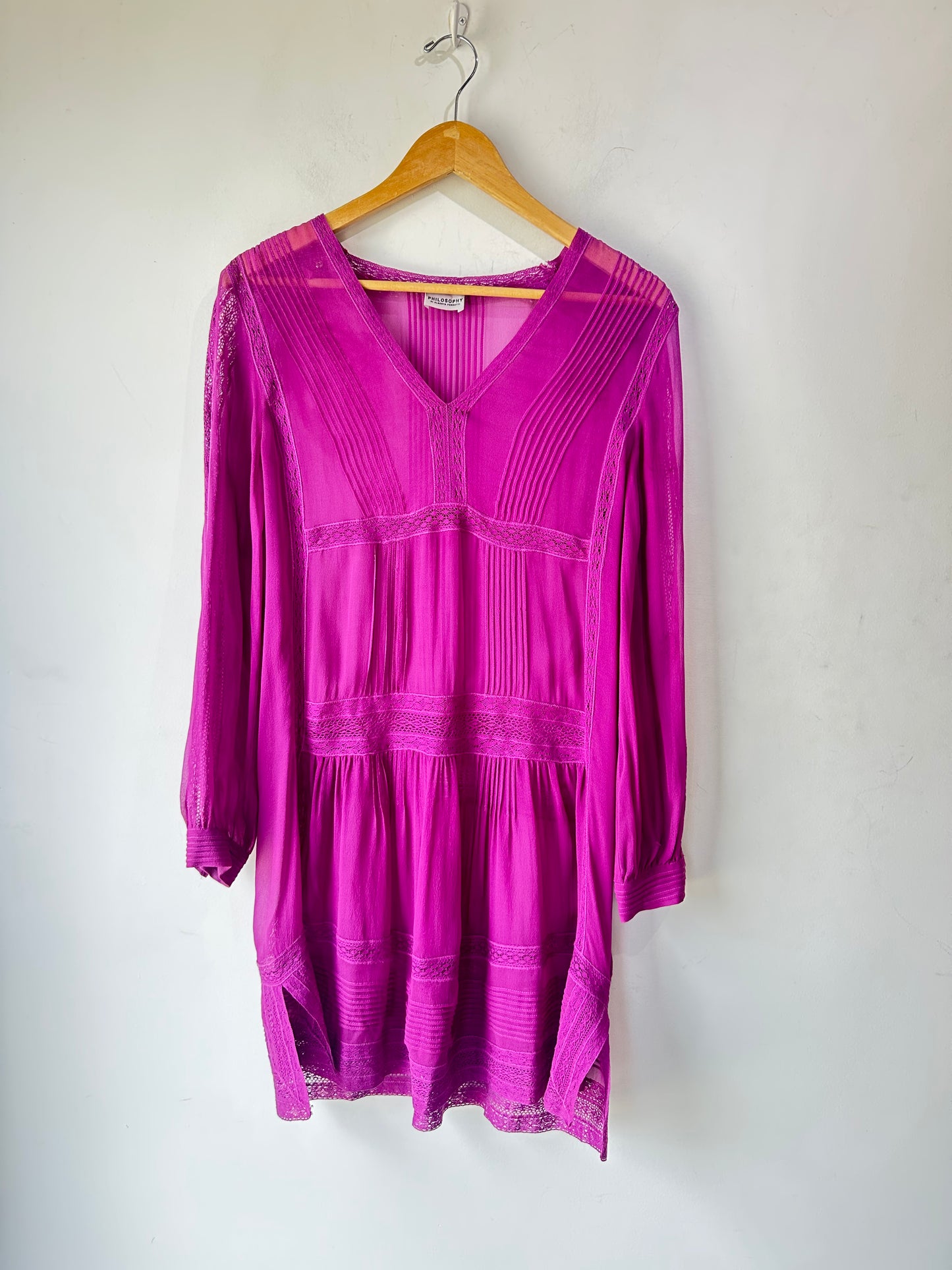Vintage Philosophy lace sheer purple dress