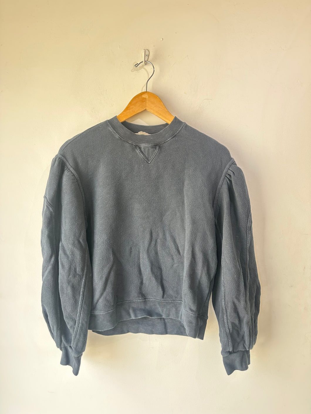 Black Puff Sleeve Crewneck Sweatshirt by Ulla Johnson