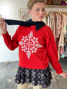 Vintage Meister Red Acrylic Snowflake Sweater