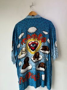 Mambo Blue Puppies Print Mens Shirt