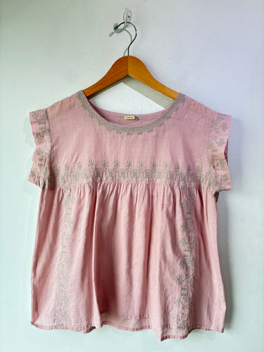 Matta Pink Embroidered Indian Cotton Top