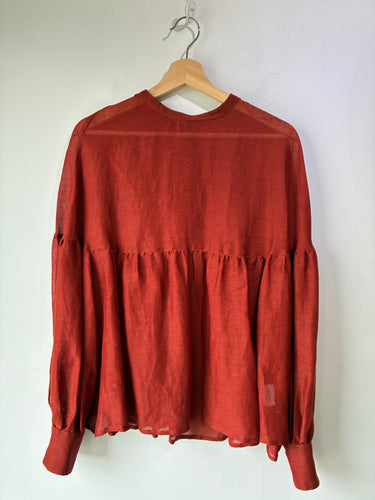 Rust Linen Babydoll Top
