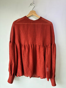 Rust Linen Babydoll Top