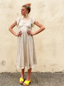 Vintage Gunne Sax Cream Floral Maxi Dress
