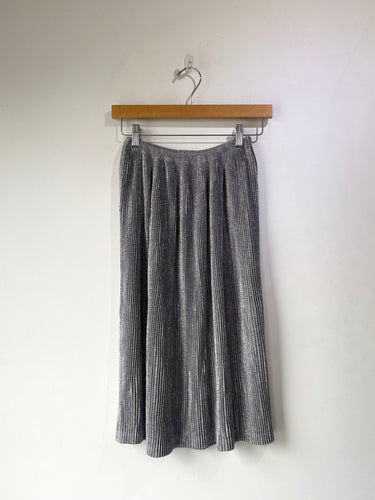 Vintage Phil Rose of CA Silver Metallic Pleated Skirt