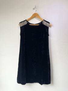 Vintage Junior Gaultier Blue Velvet Silver Chain Dress