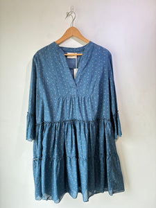 Pietsie Blue Calico Tiered Ruffle Dress