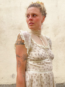 Vintage Gunne Sax Cream Floral Maxi Dress
