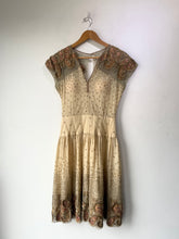 Vintage 1940's Brown Paisley Embellished Party Dress