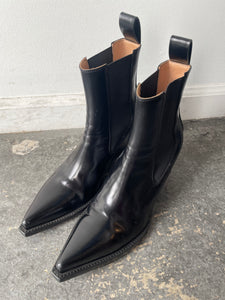 Bottega Veneta Black Calfskin Western Ankle Boots