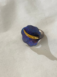 Janusz Szkutnik Calla Lily Sterling Silver Titanium and Gold Ring