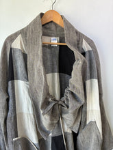 Kim Bernardin Black, White and Tan Check Linen Duster
