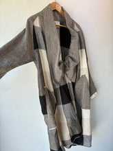 Kim Bernardin Black, White and Tan Check Linen Duster