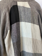 Kim Bernardin Black, White and Tan Check Linen Duster