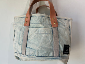 Immodest Light Blue Cotton Acid Wash Tote