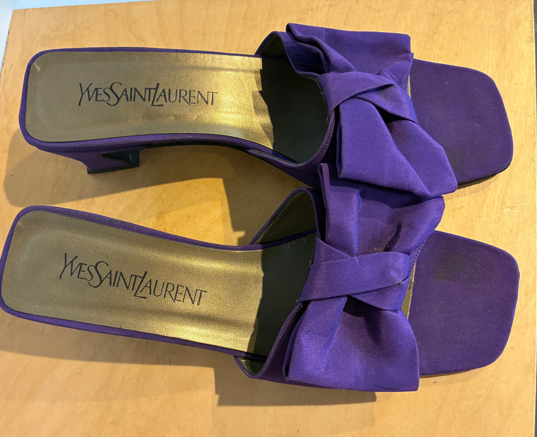 Yves Saint Laurent Purple Bow Mules