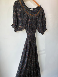 Doen Black Calico Floral Isadore Dress