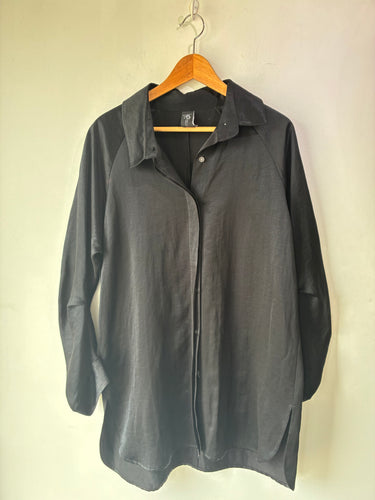 Zero + Maria Cornejo Black Linen Blend Shirt