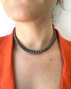 Silver Bench Beads Choker Necklace