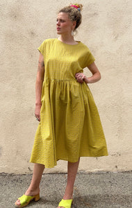 Apuntob Yellow Grid Dress