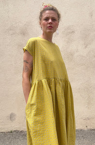 Apuntob Yellow Grid Dress