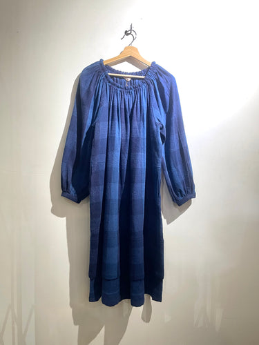 Vintage Issey Sport Blue Gingham Wool Dress